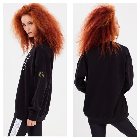 P.E. Nation Heads Up Sweatshirt Size XS Black Oversized Logo Pullover Crewneck - Picture 13 of 13